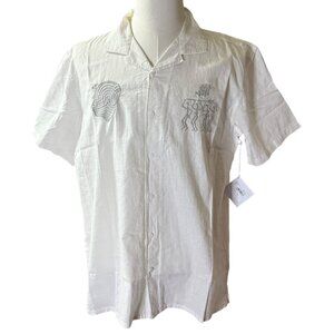 Billabong Pilpeled Tribe Hemp Vacay Short Sleeve White Mens Casual Large NWT